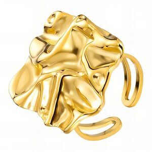 18K Gold Plated Women's Art Inspired Open Back Ring Hypoallergenic Waterproof